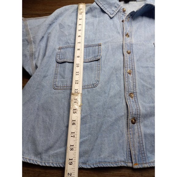 Forever 21 blue button up long sleeve shirt size 0 - Picture 4 of 6